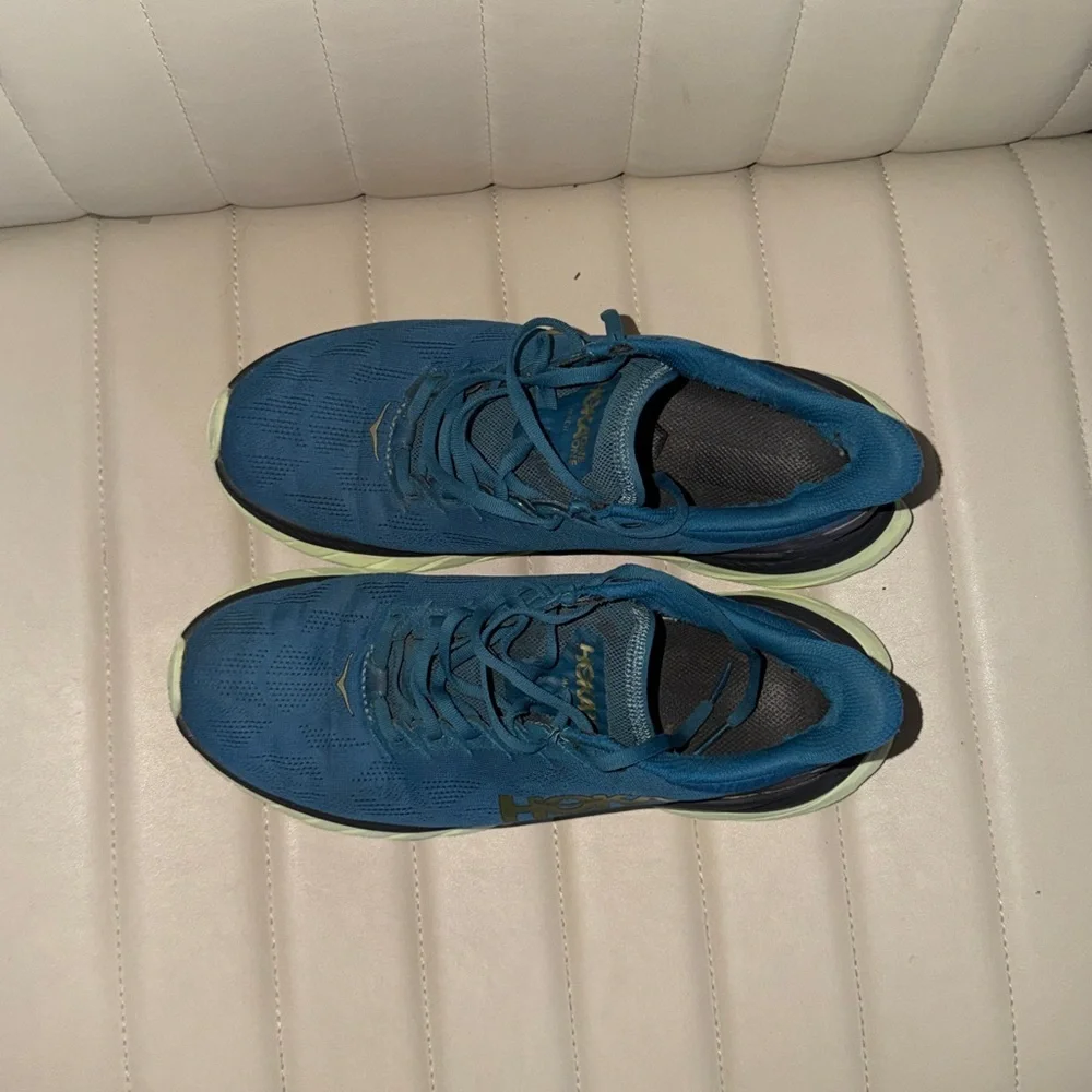 Hoka One One Mach 4 Running Shoes Blue Lime Athletic Sneakers Men’s 9.5D